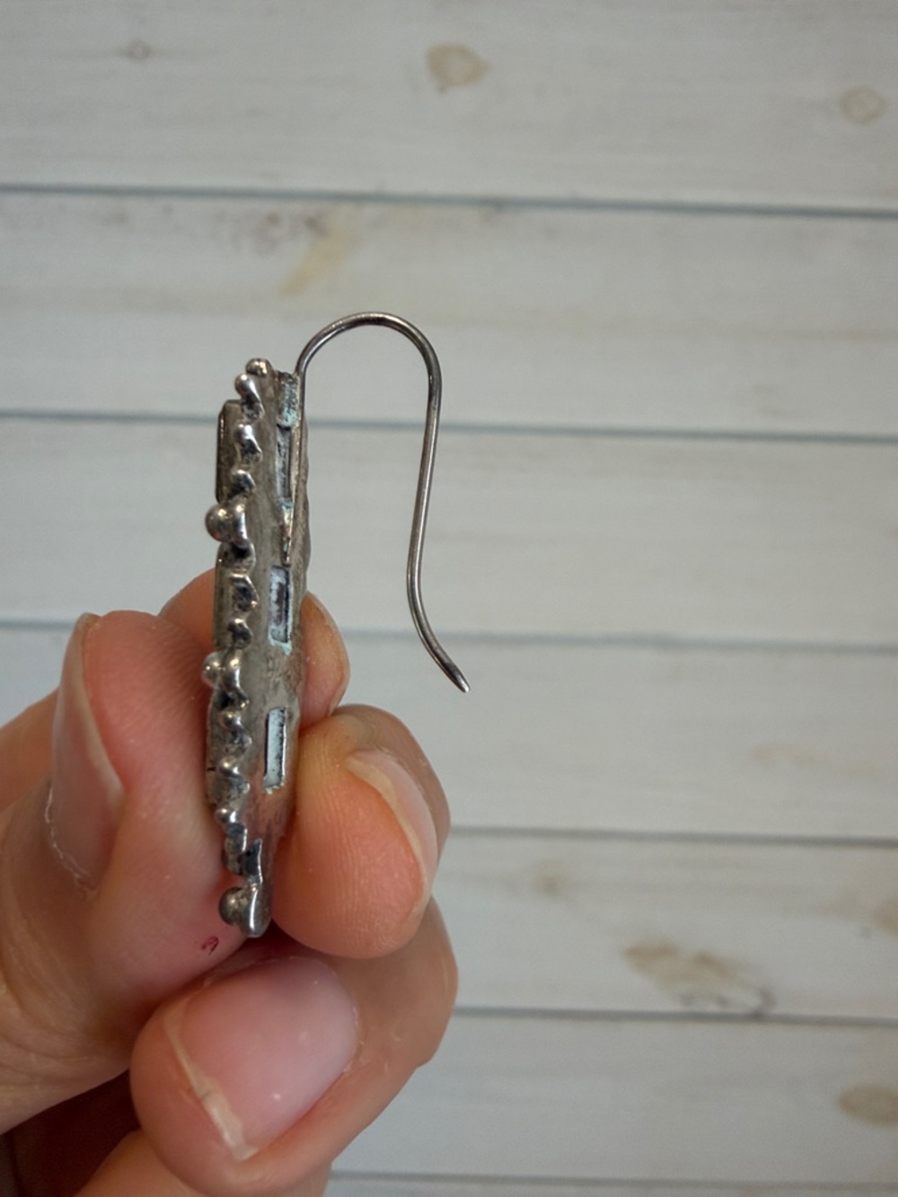 Sterling Silver 925 Amethyst Drop Earrings- Artisan Balinese Style - Picture 5 of 6